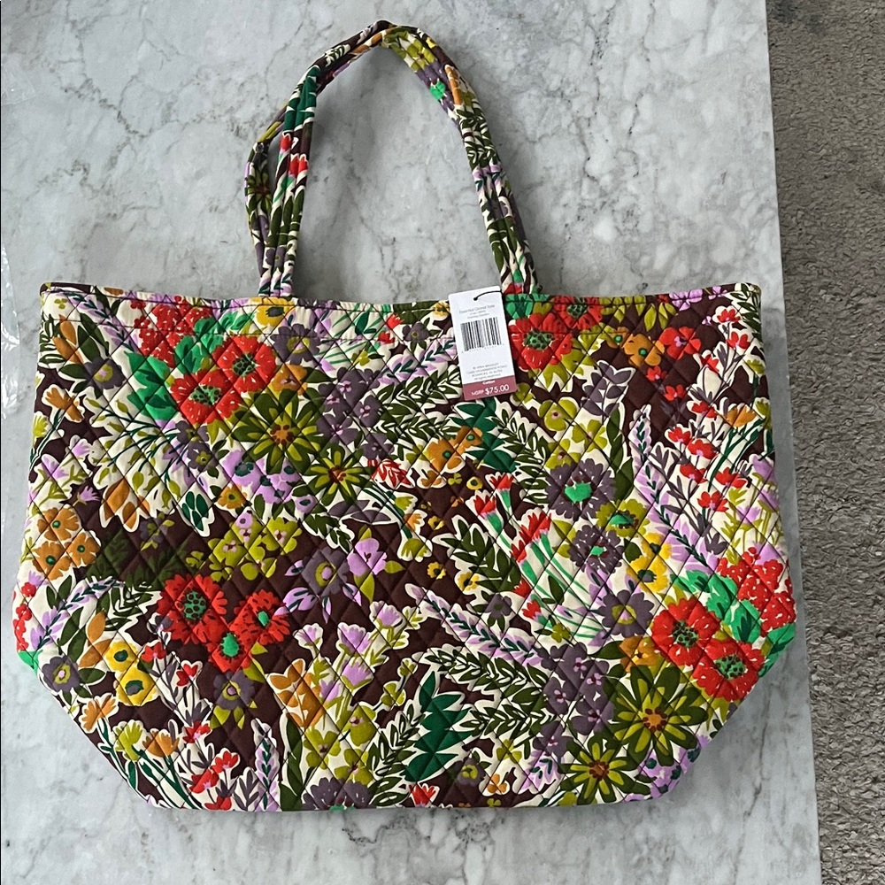Vera Bradley Essential Grand Tote bag in the "Evening Garden" pattern, NWT
